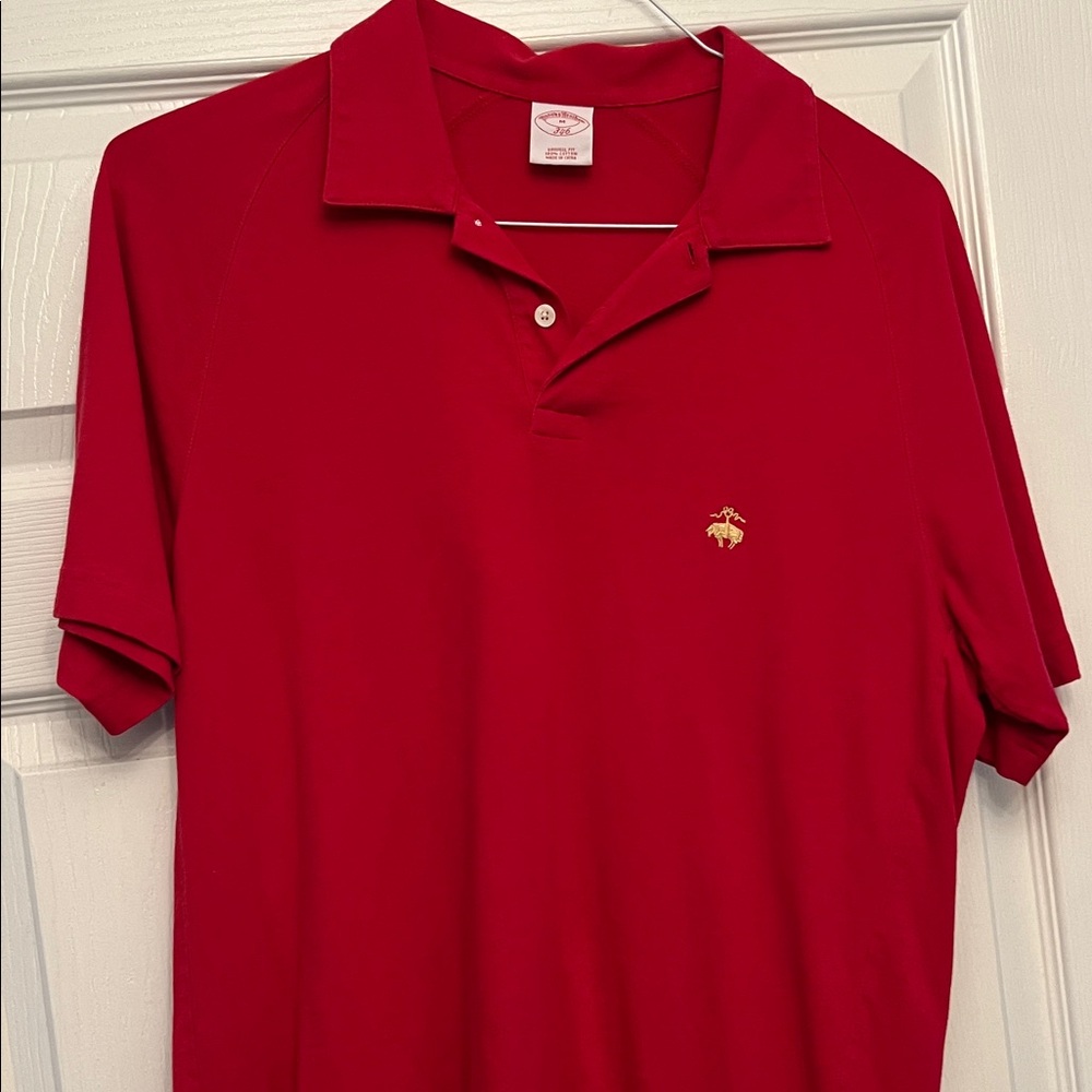 Brooks Brothers Red Polo with Gold Embroidered Logo